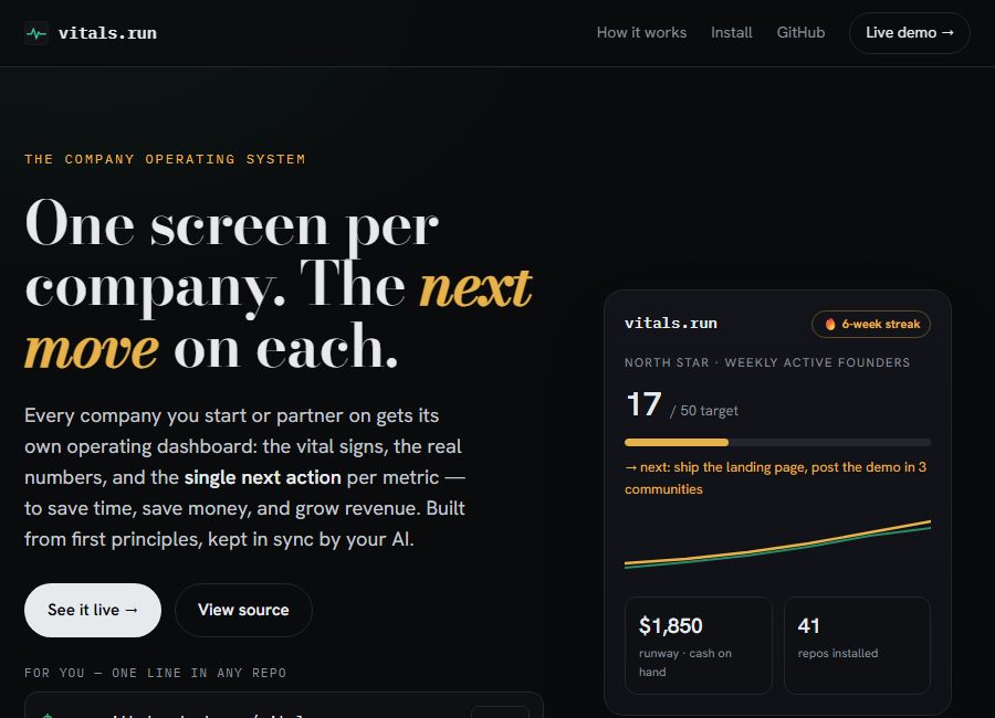 Screenshot preview of vitals.run